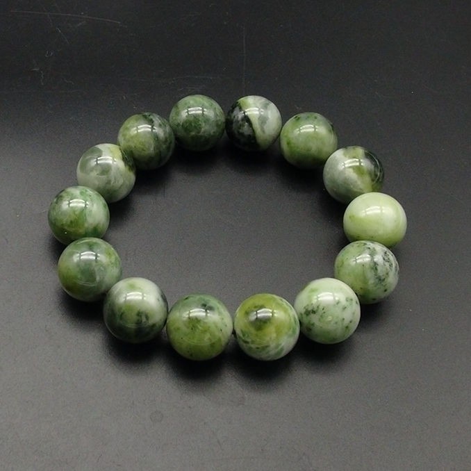 独山玉翠绿料15MM圆子手链珠手串